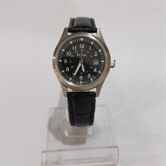 JAM TANGAN WANITA BONIA BPT 181 / BPT181 SILVER BLACK TALI ORIGINAL