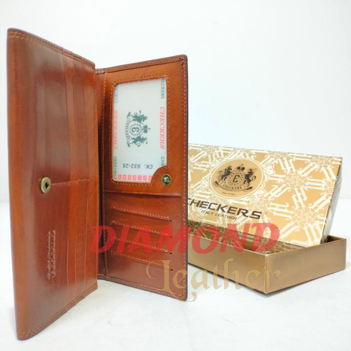 Diamond Leather - Dompet Checkers Model Panjang Kulit Sapi Asli Ori CK 25