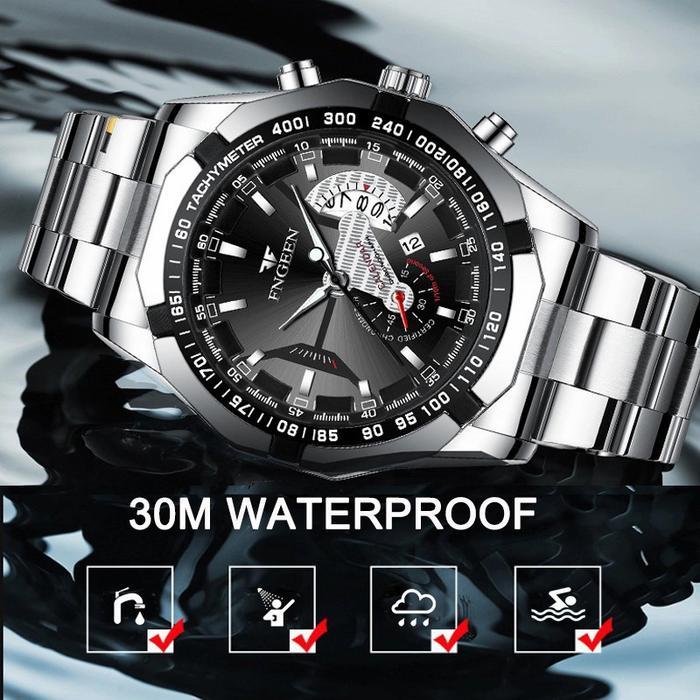 Jam Tangan Pria Fngeen S001 Silver Original Promo Lebaran