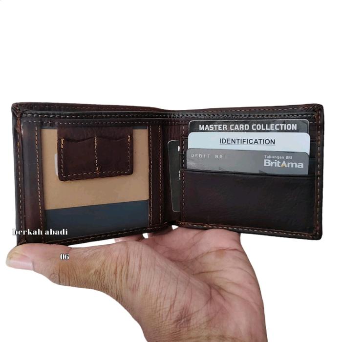Dompet Lipat Kulit Asli Pria dompet cearbell' kulit asli tanpa furing Uang Kartu