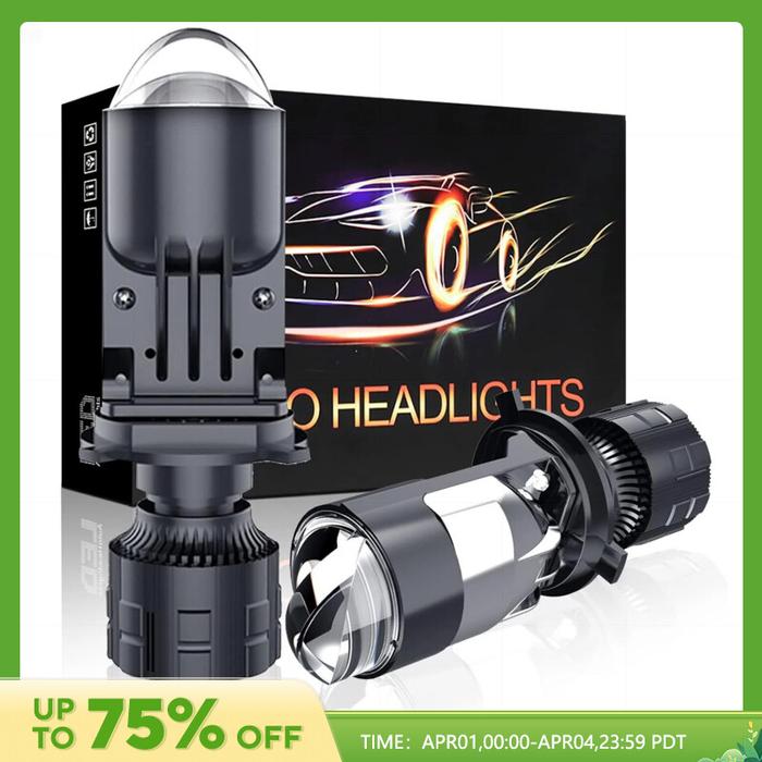 2pcs H4 LED Projector Mini Lens Auto H4 LED Headlight Bulb Kit
