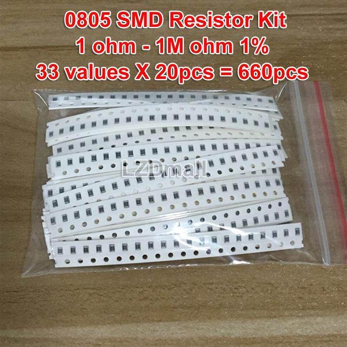 660 Buah 0805 Kit Resistor SMD Berbagai Macam Kit 1ohm-1M Ohm 1%