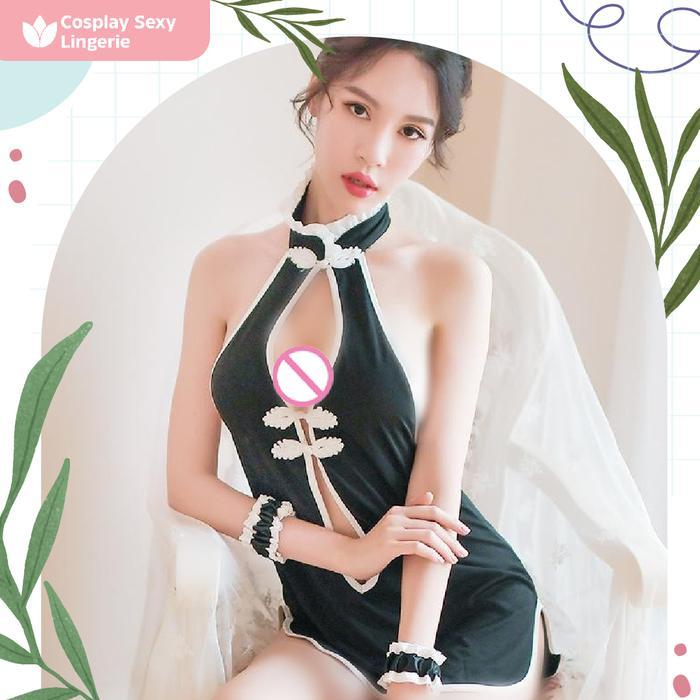 Terlaris Sexy Lingerie Black Cheongsam Cosplay Baju Hot Wanita China Version