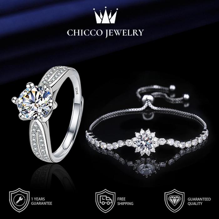 Cincin Wanita Elegan + Gelang Perak Terbaru | Cincin Janji Tunangan Couple | Gaya Korea Sederhana Co