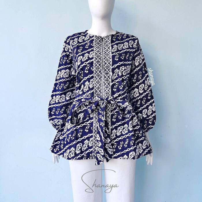 Shanaya Batik Blus Blangkonan Blus Kerja Warna Misty Batik Kerja Blus Bahan Batik Cap Garutan  Adem 