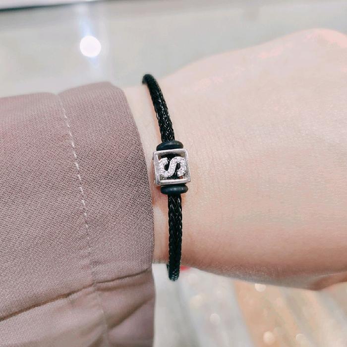 Gelang Inisial Huruf Perak 925 Asli Krom Emas Putih - Gelang Tali Abjad