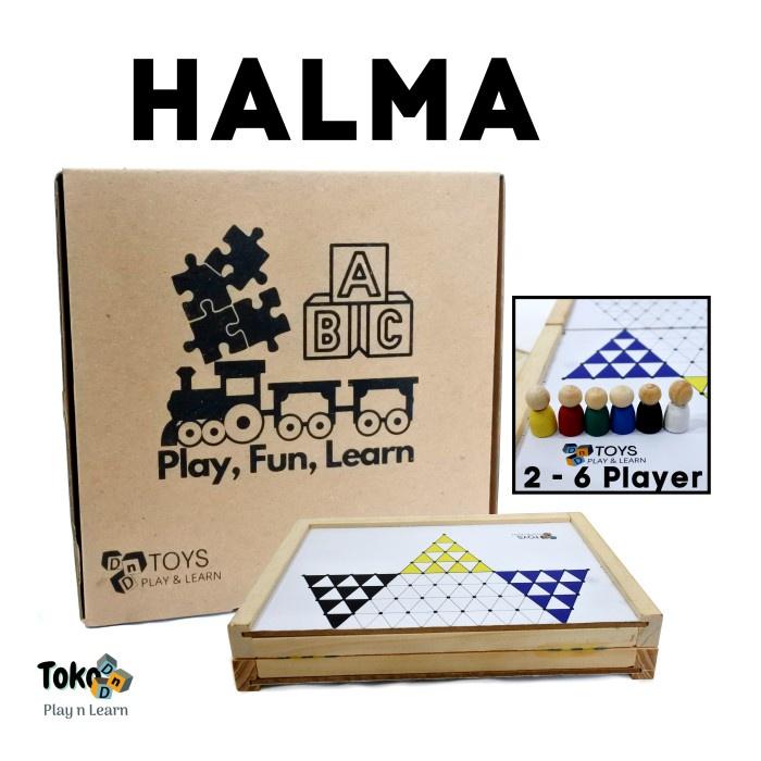 Mainan Halma Chinese Checker Board Game Keluarga Anak Family Balok Kayu