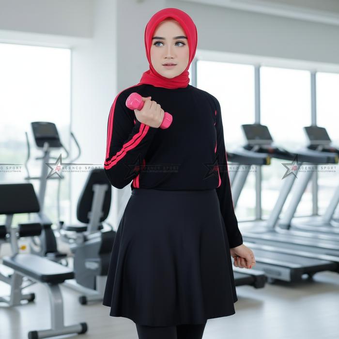 Setelan Senam Leging Rok Wanita Skirt Olahraga TC Spandex Paragon Nyaman untuk Jogging Lari Sepeda A