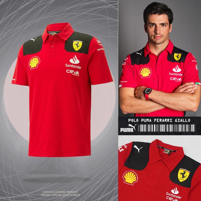KAOS POLO SHIRT FERRARI RACING TEAM F1 2023 GIALLO KAOS POLO PRIA PREMIUM GRADE ORIGINAL POLOSHIRT