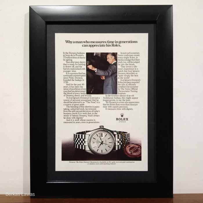 Iklan Lawas Luxury Watch R*LEX Datejust Chronometer 70s - Pajangan Hiasan Dinding Frame Foto Bingkai