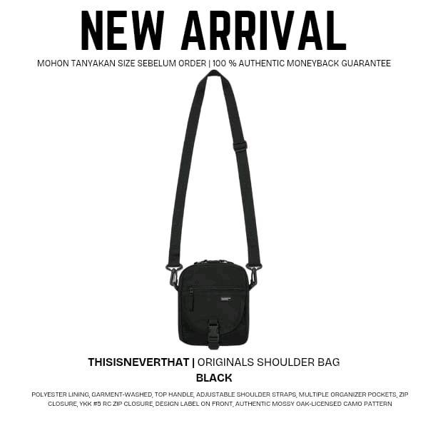 THISISNEVERTHAT Originals Shoulder Bag Hitam dengan Lining Polyester dan Tali Bahu yang Dapat Disesu