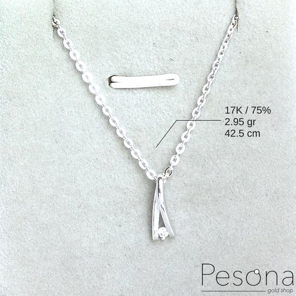 KALUNG KOYEK EMAS PUTIH MODEL SIMPLE 42.5cm | 17K | 2.95 gram