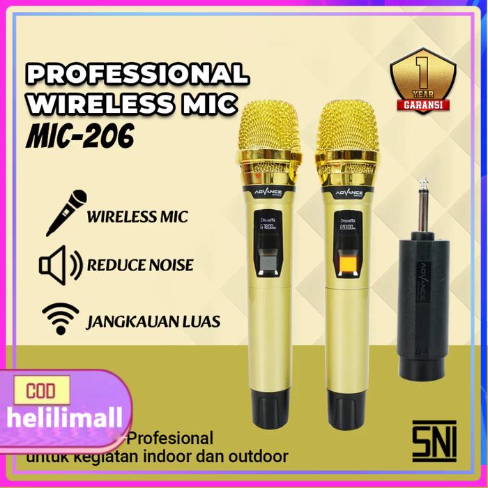 Professional ADVANCE Double Digital Wireless Mic Microphone/Mikrofon Bluetooth Profesional MIC-206/M