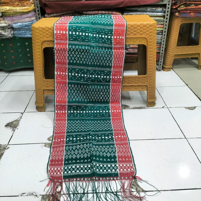 ULOS HANDE-HANDE TENUNAN TARUTUNG WARNA HIJAU SISI MERAH FULL SIMATA.