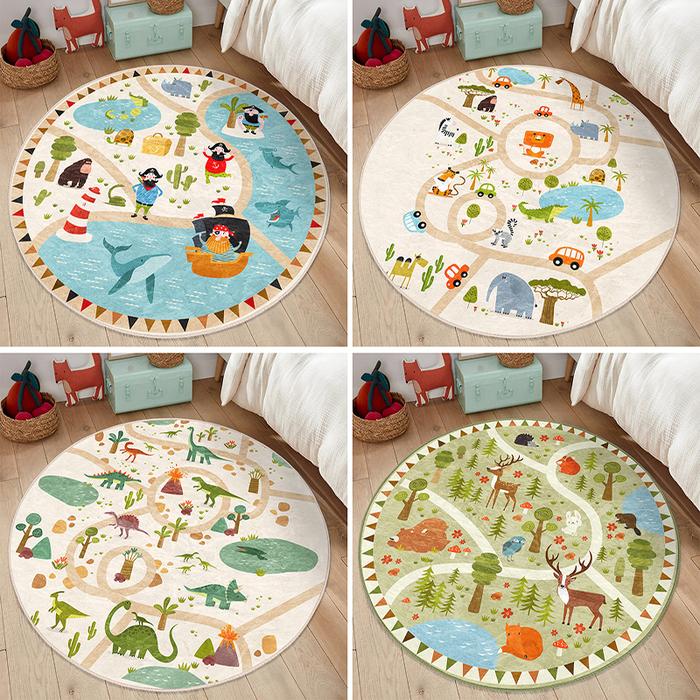 Homes Playground Round Rug City Floor Carpet for Living Room Animal