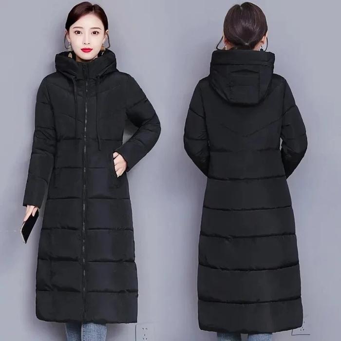 Jaket Blazer Mantel Panjang Wanita Casual Long Coat Hitam