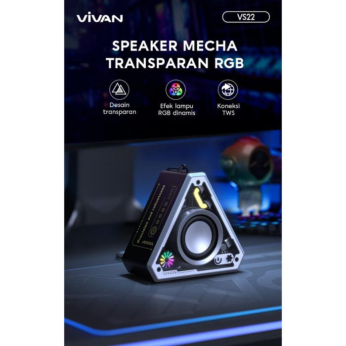 [HWARTZ] Vivan VS22 Speaker Bluetooth 5.3 Speaker TWS Mechanical Punk RGB Light Stereofonik Bass