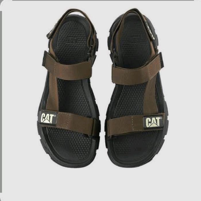 Caterpillar Sandal Gunung Catepillar Hitam dengan Tali Adjustable dan Logo CAT Terlihat