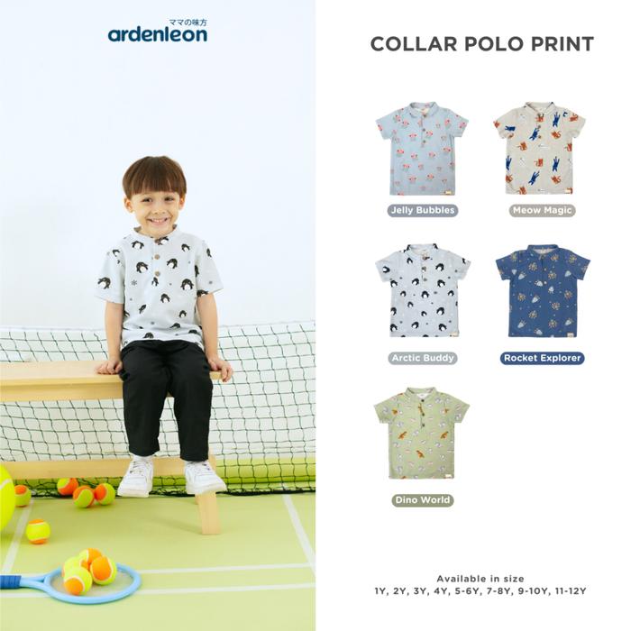 ARDENLEON Kemeja Polo Anak Collar Polo Shirt Print