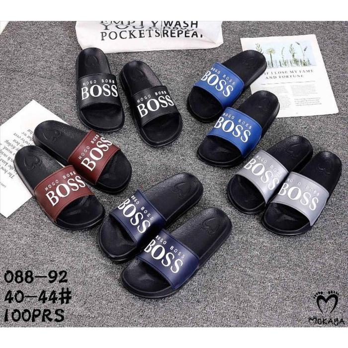 Sandal Slop Pria Dewasa BOSS Super Keren Empuk Kekinian Import Mokaya / Size 40-44 (088-92)