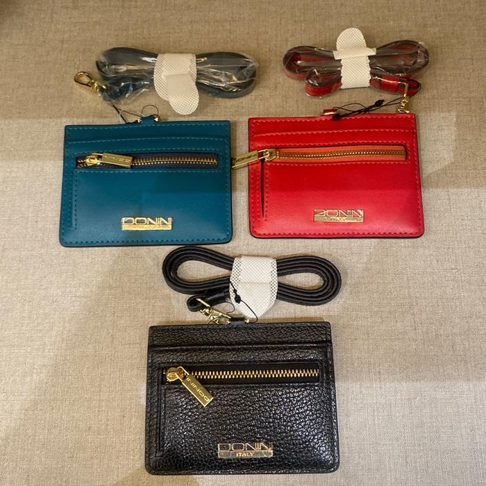 Donini Lanyard 015 - Dompet Kartu dengan Tali Pengaman - Warna Biru Merah dan Hitam - Desain Elegan 