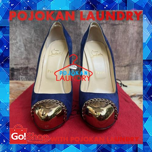 Louboutin/Sepatu Louboutin/Louboutin Heels/LOUBOUTIN METALIPP 120/INDIGO SUEDE size 37