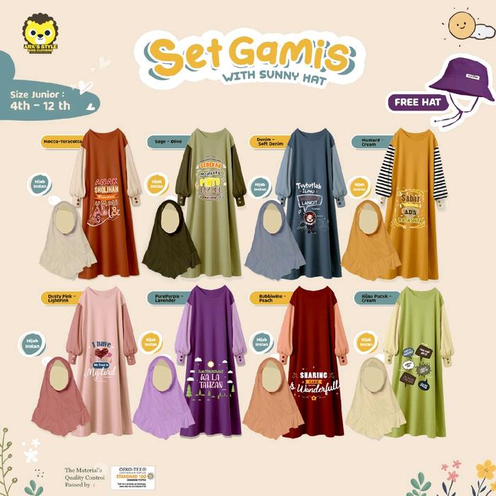 ark style set gamis with sunny hat