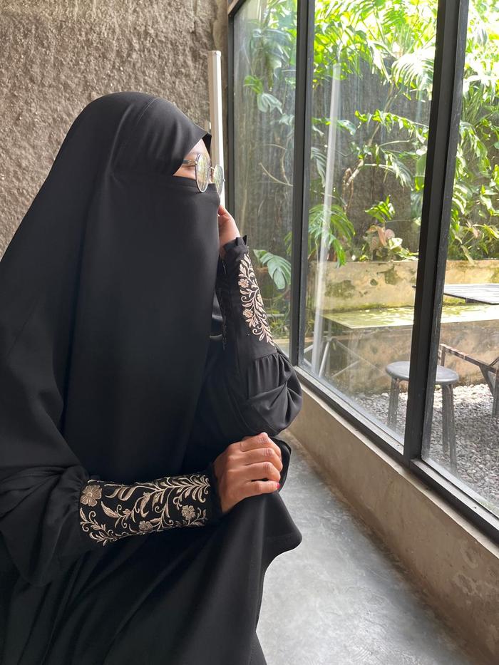 SALMA SET BORDIR ABAYA PREMIUM JETBLACK ARABIAN , GAMIS JETBLACK ARABIAN , ABAYA JETBLACK ARABIAN ,