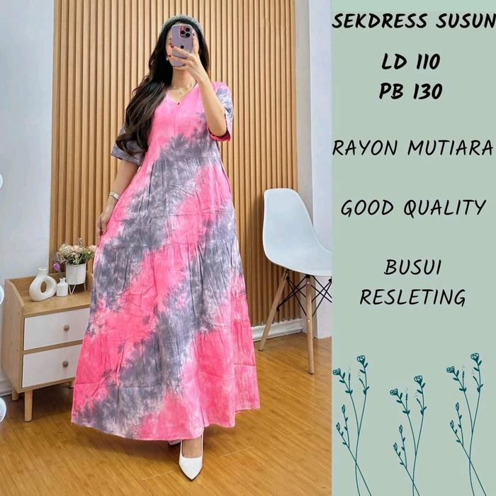 Sekdress susun rayon mutiara/dress/bahan rayon/busui/all size Daster