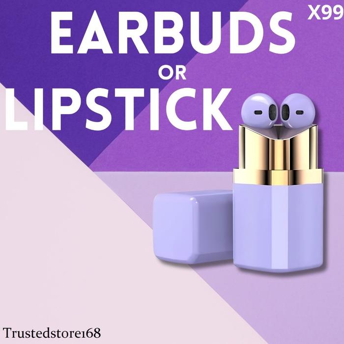 TrustedStore168 TWS X99 Headset Bluetooth Bentuk Lipstick Wireless
