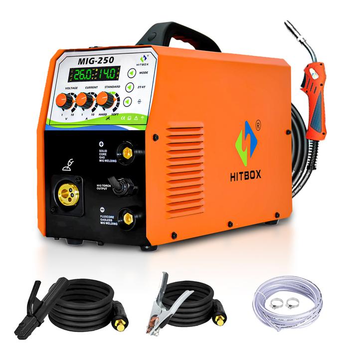 HITBOX Mig 220V MIG TIG mesin las busur, mesin las Mig TIG Gas tanpa