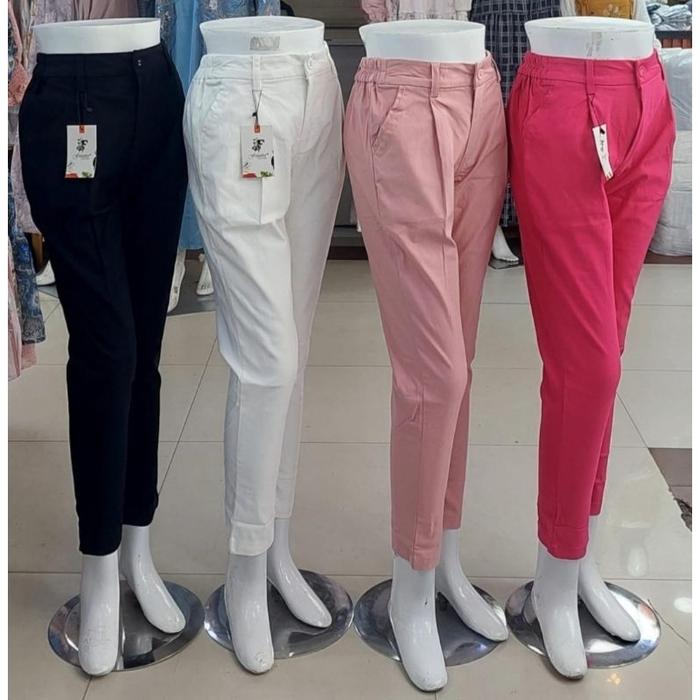 New Celana Katun Super Strect Fauzira || Fauzira Basic Pants || Celana Panjang Wanita Bahan Katun Te