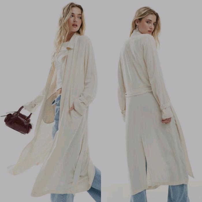 STRADIVARIUS TRENCH COAT LINEN NATURAL ASLI BARU ORIGINAL