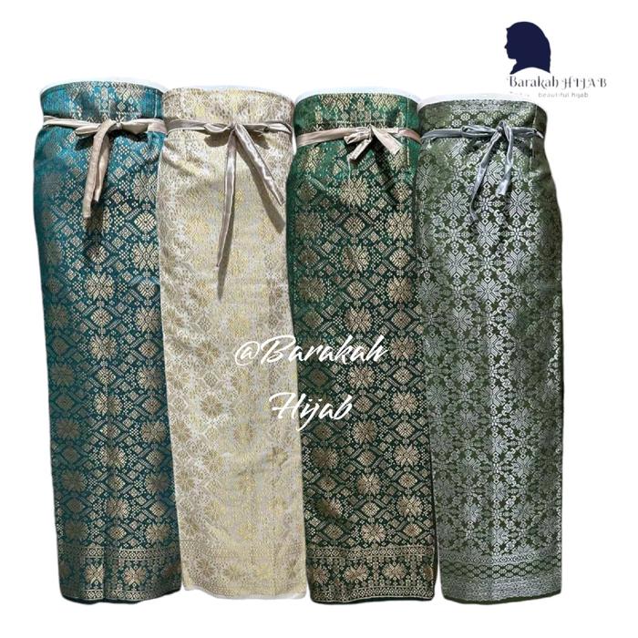 Rok Songket Kebaya Tradisional Panjang 103 Cm Lebar 155 Cm Bahan Kain Tenun Premium Adem Serut Tali 