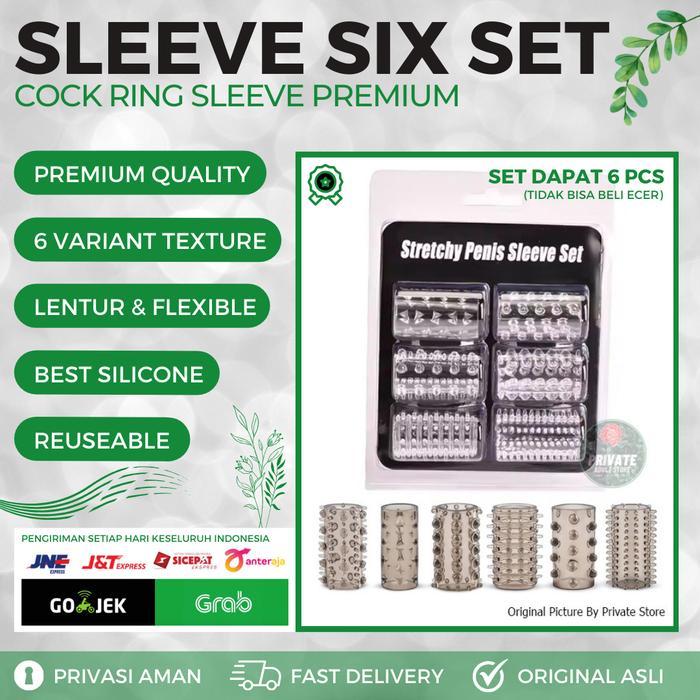 Promo COCK RING SLEEVE SIX SET - 6 Pcs Variant Texture Cincin Alat Vital Pria Sarung Silicone Lentur