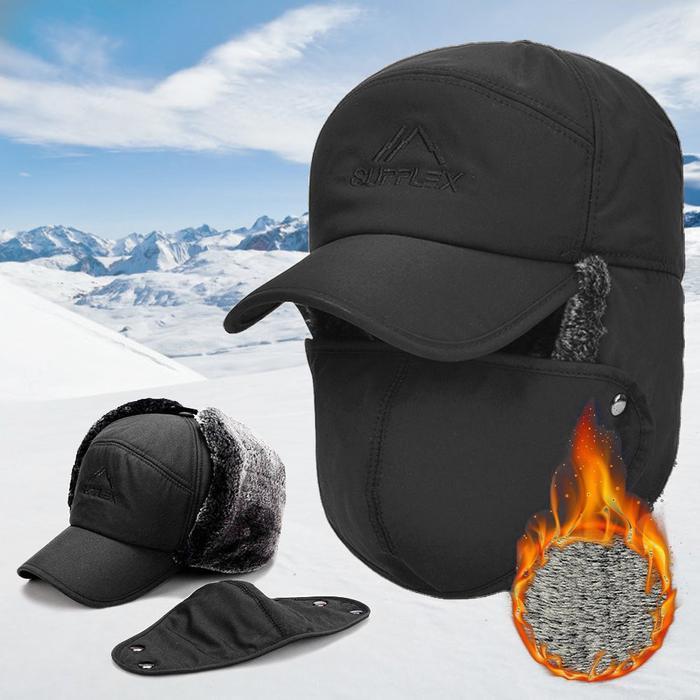 WINTER SKI TROOPER TRAPPER CAP FOR MEN AND WOMEN WARM HAT BLACK COLD SNOW ACCESSORIES COLD SNOW CAP 