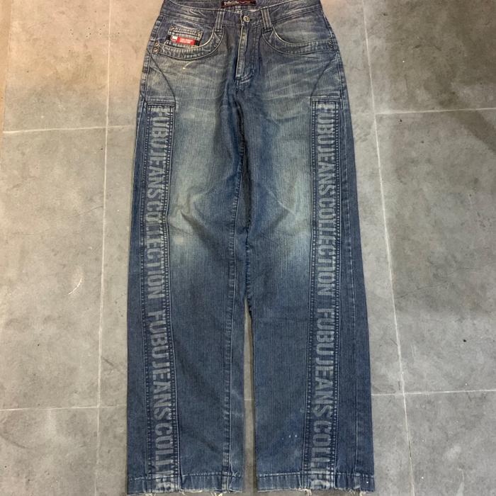 Celana Y2k FUBU Spellout Distressed Original