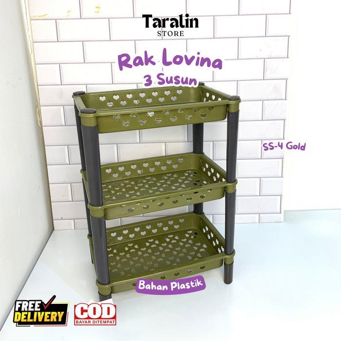 SUSAN - Rak Mini Lovina 3 Susun Gold - Rak Bumbu Rak Kosmetik Rak Skincare