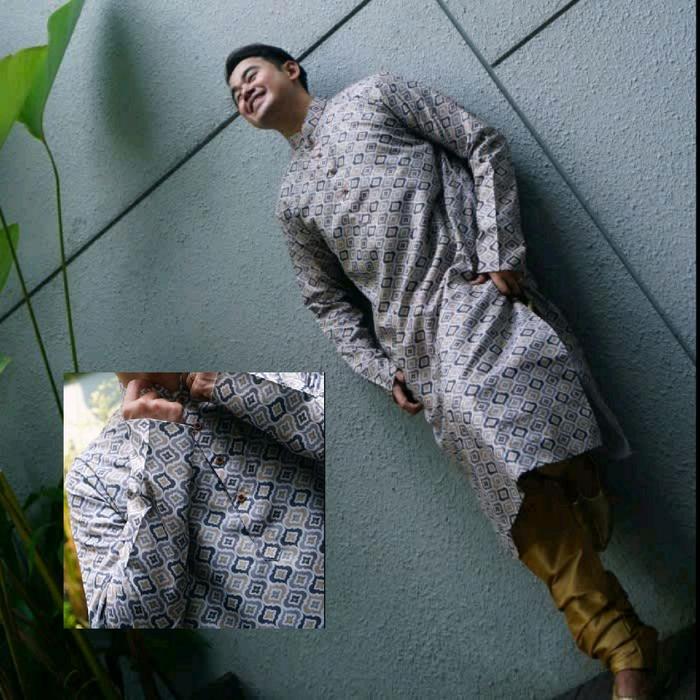 Kurta India Katun Chanderi/Gamis Cowok/ Baju Koko - baju pria india