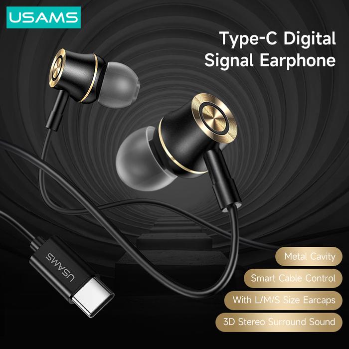 USAMS Type C Wired Phone Earphone HIFI Stereo Bass MIC Headset