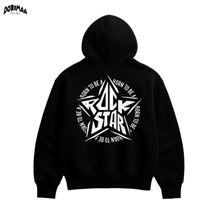 DRMA | HOODIE OVERSIZE UNISEX | ROCK STAR - HITAM style Hoodies & Sweaters oversized hoods Premium h