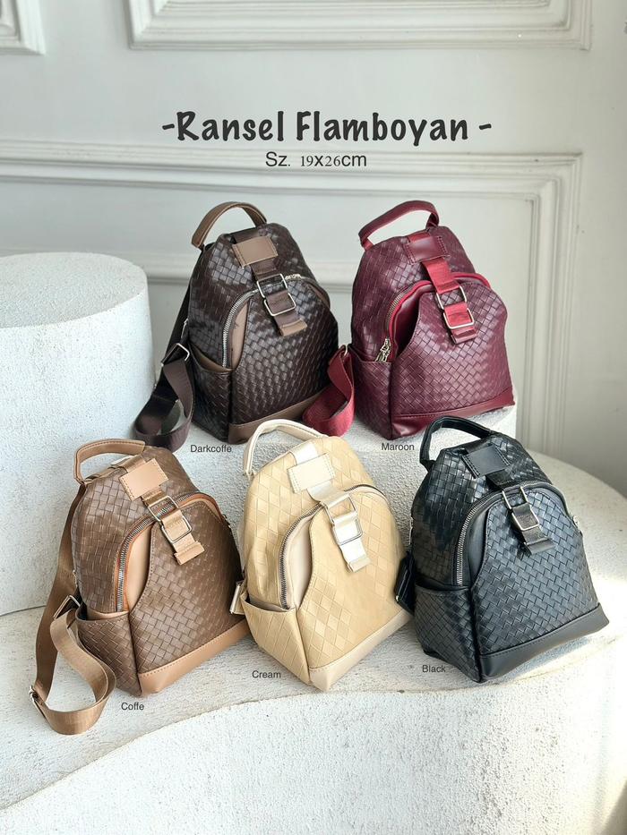Ransel Flamboyan Bahan LEATHER Size 19x26 cm