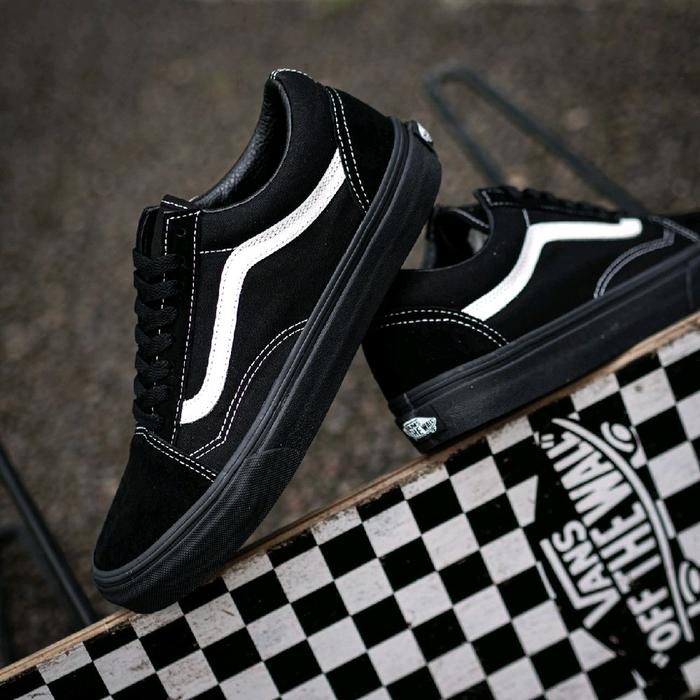 Vans Old Skool Suede Canvas Hitam Hitam Putih Original 100% Desain Klasik Cocok untuk Berbagai Gaya 