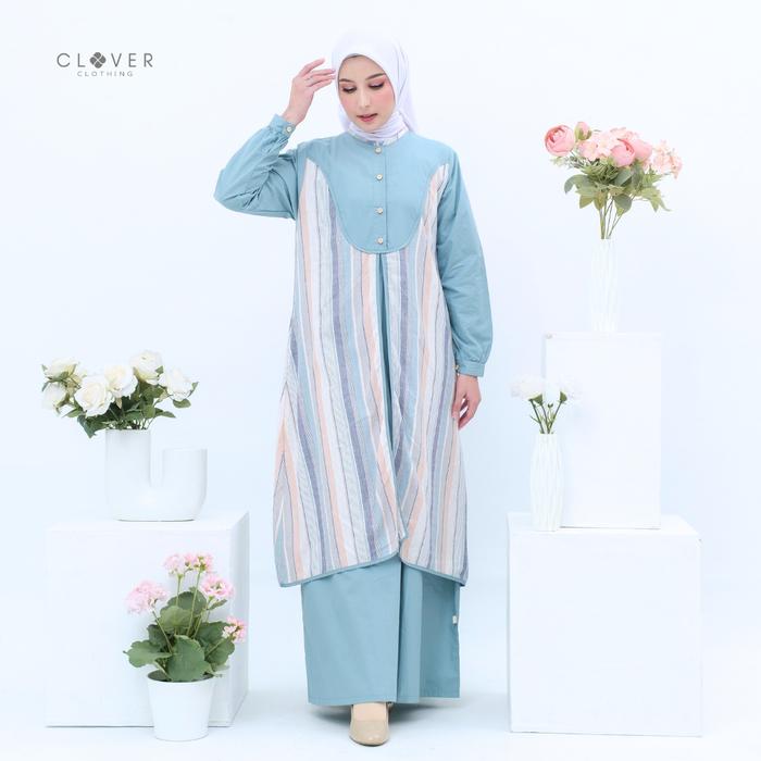 Clover Clothing Gamis Nabila Dress Gamis Wanita Premium Bahan Katun Yarn Dyed Busui Friendly