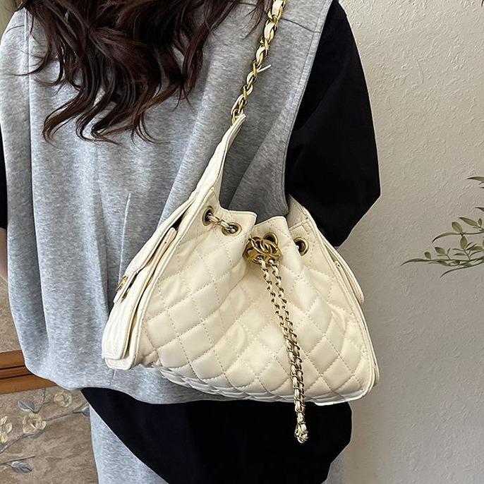 Tas Ransel Persegi Panjang Model Baru, Trendy, Bahan PU, dengan Tali Rantai Selempang
