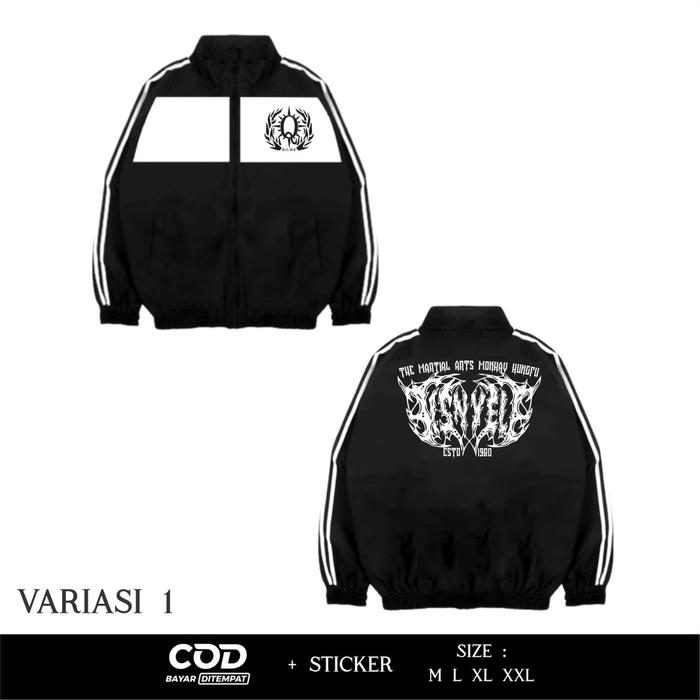 Jacket Tracktop Sablon Dtf Desain Distro Terbaru Motif KS The Mantal Ants Monkay Kungfu KS Nyel Esto