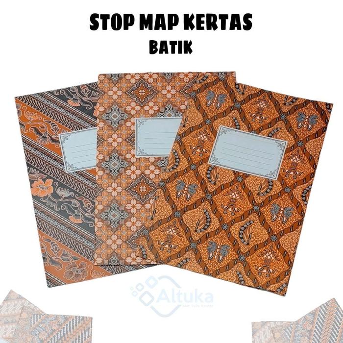 (5 Pcs) Stop Map Batik / Map Kertas Tebal Batik Folio / Map Batik Dokumen Folio