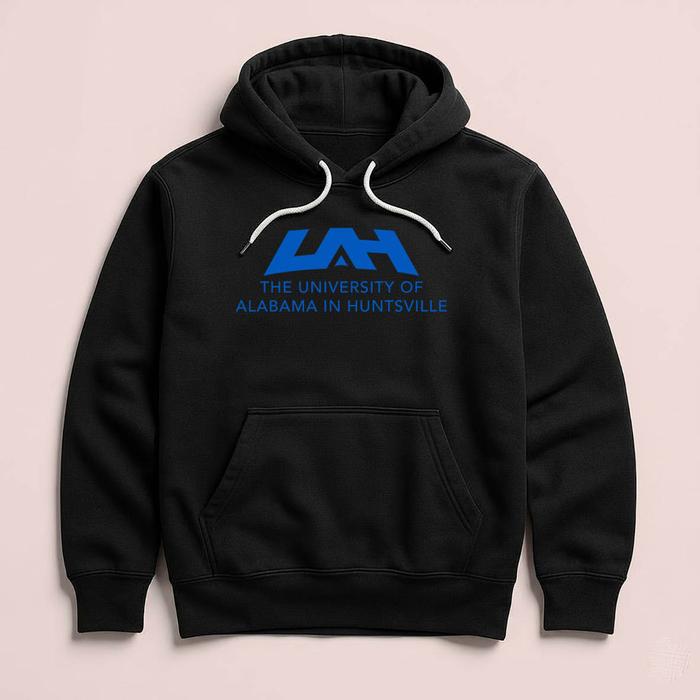 Hoodie UAH the University of Alabama HUNTSVILLE Premium Fleece Cloth Sweater Jacket Hood Black Hitam