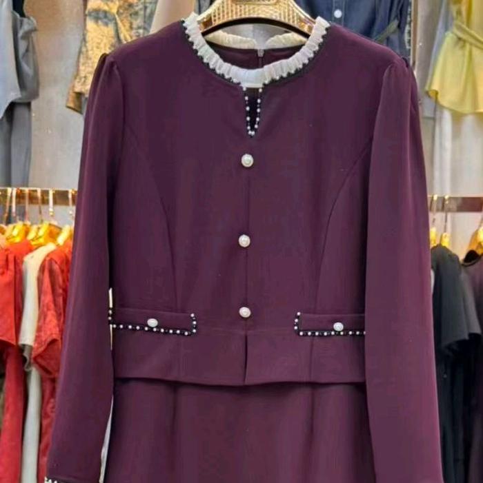 Dress Tasya 2 warna hitam dan merah wanita