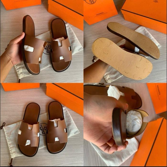 Hermes Izmir Calfskin Sandals in Gold Size 42 Original - Authentic